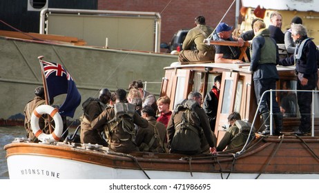 Mark Rylance,Tom Glynn Carney Filming For The World War II Action Thriller Dunkirk By Urk Netherlands July 2016