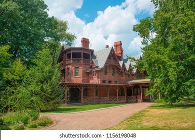 Mark Twain House And Museum Was The Home Of Mark Twain From 1874 To 1871 With American High Gothic Style In Downtown Hartford, Connecticut, USA.