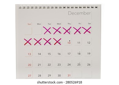 Mark X On Calendar Isolated On White Background