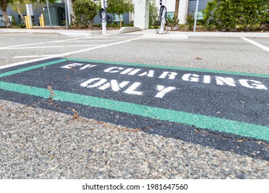 Marked Parking Spaces For Electric Vehicles Only