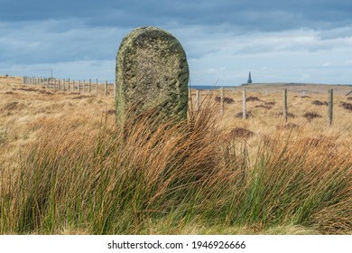 Marker Stone On The Pennine Way Heading Towards Stoodley Pike In The South Pennines