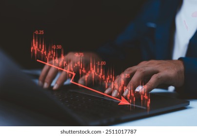 Market collapse, Economic collapse concept, businessman and Crisis chart with downwards arrow, financial problems, recession, debt, inflation, financial crisis economic recession slowing down, etc. - Powered by Shutterstock