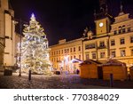 ?hristmas market in the historic center of Kladno, Czech Republic