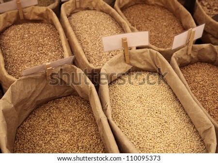 Market scenery with rye and wheat