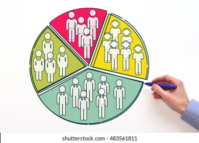 Market segmentation. dividing market into subsets or audiences.  - Shutterstock ID 483561811