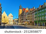 Market square in the early morning in the city of Wroclaw. Poland