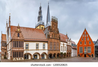 Market Square of Lemgo with town hall and Nicholas church, Germany