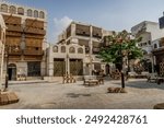 The market streets at Al-Balad (historic Jeddah), a popular touristic spot and UNESCO landmark, in west of Saudi Arabia.
