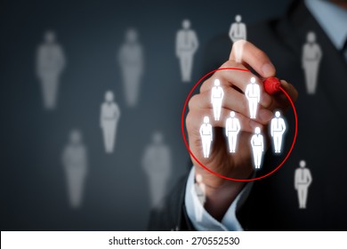 Marketing segmentation, target audience, customers care, customer relationship management (CRM) and team building concepts. - Shutterstock ID 270552530