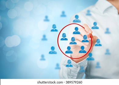 Marketing Segmentation, Target Market, Target Audience, Customers Care, Customer Relationship Management (CRM), Human Resources Recruit And Customer Analysis Concepts, Bokeh In Background.
