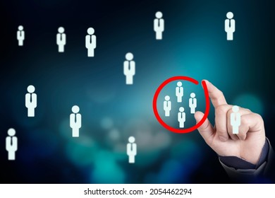 Marketing target audience concept , Businessman writing red circle to mark to focus customer group. High quality photo - Shutterstock ID 2054462294