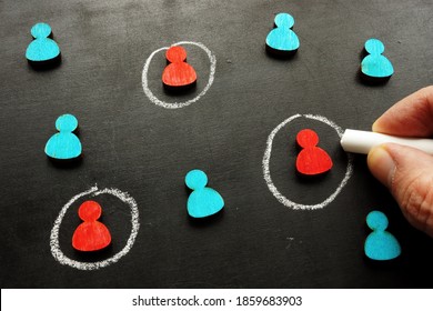 Marketing targeting and customer selection concept. The hand is tracing the figures. - Shutterstock ID 1859683903