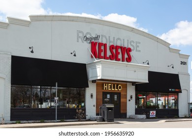 Markham, Canada, April 14, 2021; The Entrance Of A Canadian Chain Kelseys Original Roadhouse Bar And Restaurant Owned By Recipe Unlimited