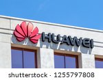 Markham, Ontario, Canada - May 21, 2018: Huawei sign on their Canada office building in Markham, Ontario, Canada, a Chinese networking, telecommunications equipment and services company 