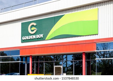 Markham, Ontario, Canada - September 20, 2019: Sign Of Golden Boy Foods In Markham, Ontario, Canada, A Manufacturer Of Private Label Peanut And Other Nut Butters, As Well As Dried Fruits And Snacking 