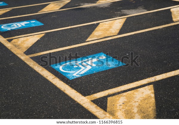 Marking in the car\
parking for the\
disabled