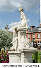 Marlow, UK - July 19, 2021:  Elegant Memorial To The Theatre Producer Charles Frohman Who Drowned When The Lusitania Cruise Liner Was Attacked By A German U Boat In 1915.  