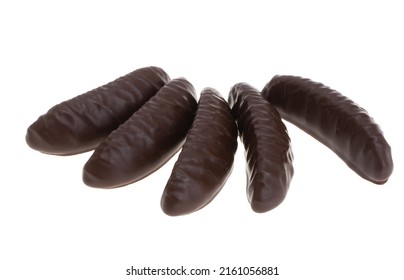marmalade candies in chocolate isolated on white background