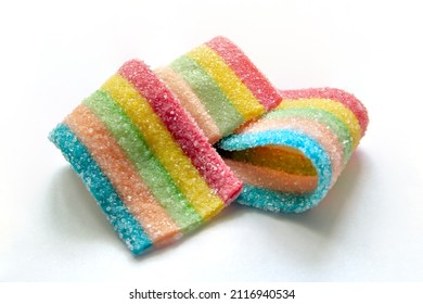 Marmalade Candy In The Form Of A Ribbon Of Rainbow Colors. High Quality Photo