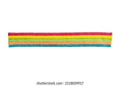 Marmalade Candy In The Form Of A Ribbon Of Rainbow Colors Isolated On White Background. High Quality Photo