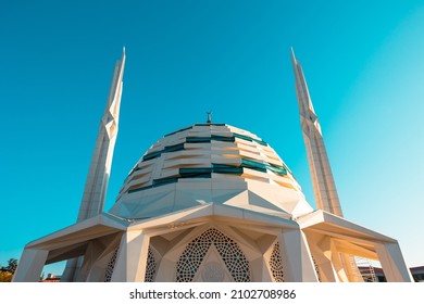 Marmara University Faculty of Theology Mosque or Marmara Ilahiyat Camii in Turkish in Istanbul. Ramadan or islamic architecture background photo.