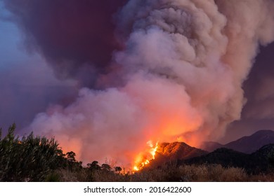 Marmaris, Mugla, Turkey – July 29, 2021. Forest Fire Near Marmaris Resort Town Of Turkey.