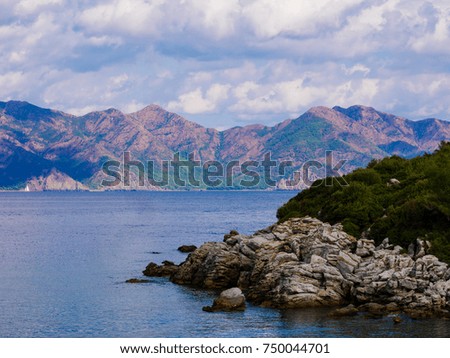 Marmaris, Turkey- 30 Oct 2017: scenery of the ocean and rocky island of Marmaris Stock photo © 