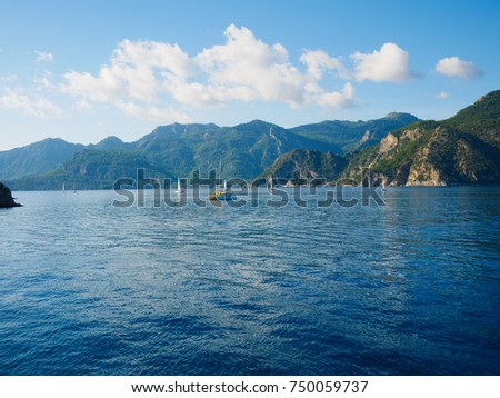 Marmaris, Turkey- Oct 30, 2017: scenery of the ocean and boat of Marmaris Stock photo © 