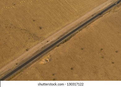 Maroc Road In The Desert Near Marrakech Aerial View