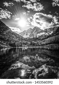 Maroon Bells In Black And White 