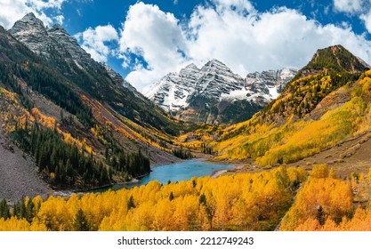 Maroon Bells In Colorado During Fall Season