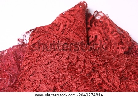 maroon brocade tiles. cloth to make a typical Indonesian kebaya. white background Stock foto © 