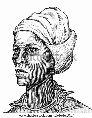 Maroons (Queen Nanny; Granny Nanny), a National Hero of Jamaica Portrait from Jamaican Banknotes.