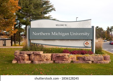 MARQUETTE, MI, October 6, 2020: Northern Michigan University Entrance Sign At Marquette, Is A Public University In Michigan Upper Peninsula. The University Was Established In 1899.