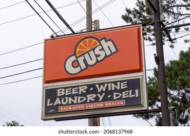 Marquette, Michigan - October 20, 2021: Orange Crush Soda Pop Vintage Sign At A Deli Store