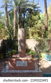 MARRAKECH, MOROCCO - AUGUST 8, 2022: Monument To Yves Saint Laurent And Pierre Bergé In Majorelle Garden, Famous Place In Marrakech (Morocco)