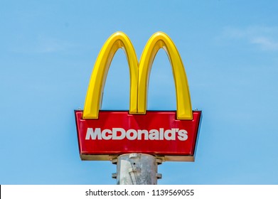 Marrakech, Morocco - June 5, 2018: McDonald's logo in Marrakech.