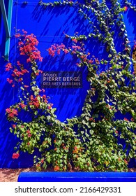 Marrakech, Morocco - March 26, 2022: The Plate Of PIERRE BERGE Museum Of Berber Arts In Majorelle Garden.