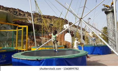 Marrakesh, Morocco. 02 March 2017. Palooza Land Is The First Amusement And Theme Park In Morocco. Located In Marrakesh With Robotic Dinosaurs, A Haunted House & Swimming Pools, Rides & Performances.