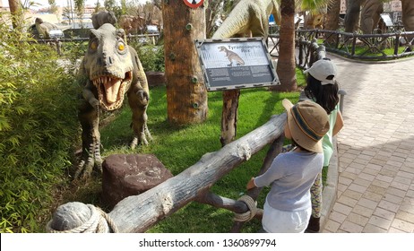 Marrakesh, Morocco. 02 March 2017. Palooza Land Is The First Amusement And Theme Park In Morocco. Located In Marrakesh With Robotic Dinosaurs, A Haunted House & Swimming Pools, Rides & Performances.