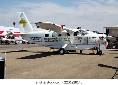 Marrakesh, Morocco - April 30, 2016: Commercial Plane At Airport And Airfield. Small And Sport Aircraft. General Aviation Industry. Vip Transport. Civil Utility Transportation. Fly And Flying.