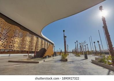 MARRAKESH, MOROCCO - FEBRUARY 15, 2017: Front Modern Facade Of Aeroport Marrakech Menara In Tensift-El Haouz Region.