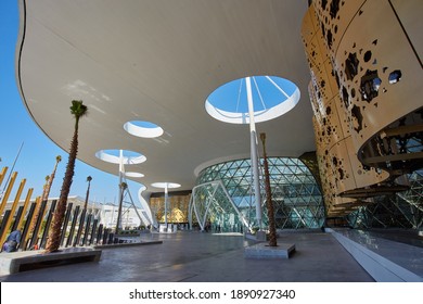 MARRAKESH, MOROCCO - FEBRUARY 15, 2017: Front Modern Facade Of Aeroport Marrakech Menara In Tensift-El Haouz Region.