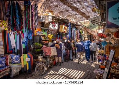 Marrakesh, Morocco - Nov 17, 2019: Walking Through The Market