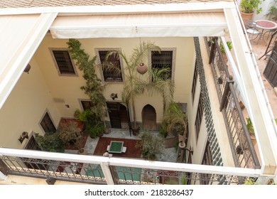 Marrakesh Morocco On May 24, 2022 Interior Of Riad Hotel In The Medina.