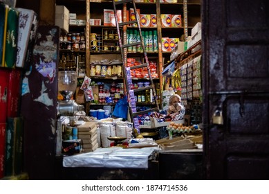 Marrakesh, Morroco, Africa - April 30, 2019: Market In The Souks Of Marrakesh Medina