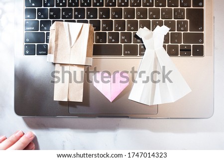 Marriages and weddings. Image of online using a personal computer. Such as the impact of the new coronavirus.