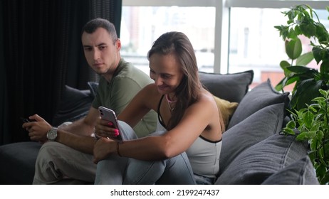 A Married Couple Finds Out The Relationship. Wife And Wife Make Claims To Each Other Because Of Jealousy. The Concept Of Distrust, Jealousy. Revealing Betrayal.