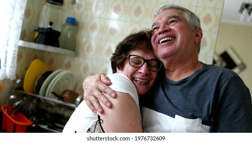 Married Senior Couple Hugging  Each Other. Older Couple Showing Love And Affection