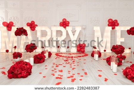 Marry Me Decor setup with marquee letters